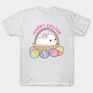 Happy easter a cute easter bunny in a basket T-Shirt